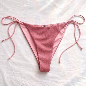 PrettyLittleThing Shimmer Tie-Side Bikini Bottom Pink Size 8